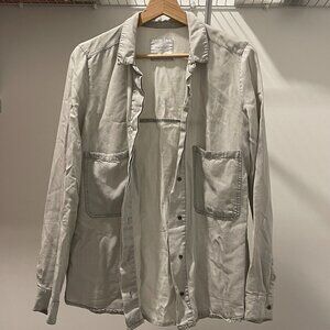 ZARA Trafaluc Button Down Shirt with Rolled-up Sleeve - Light Grey - Size S